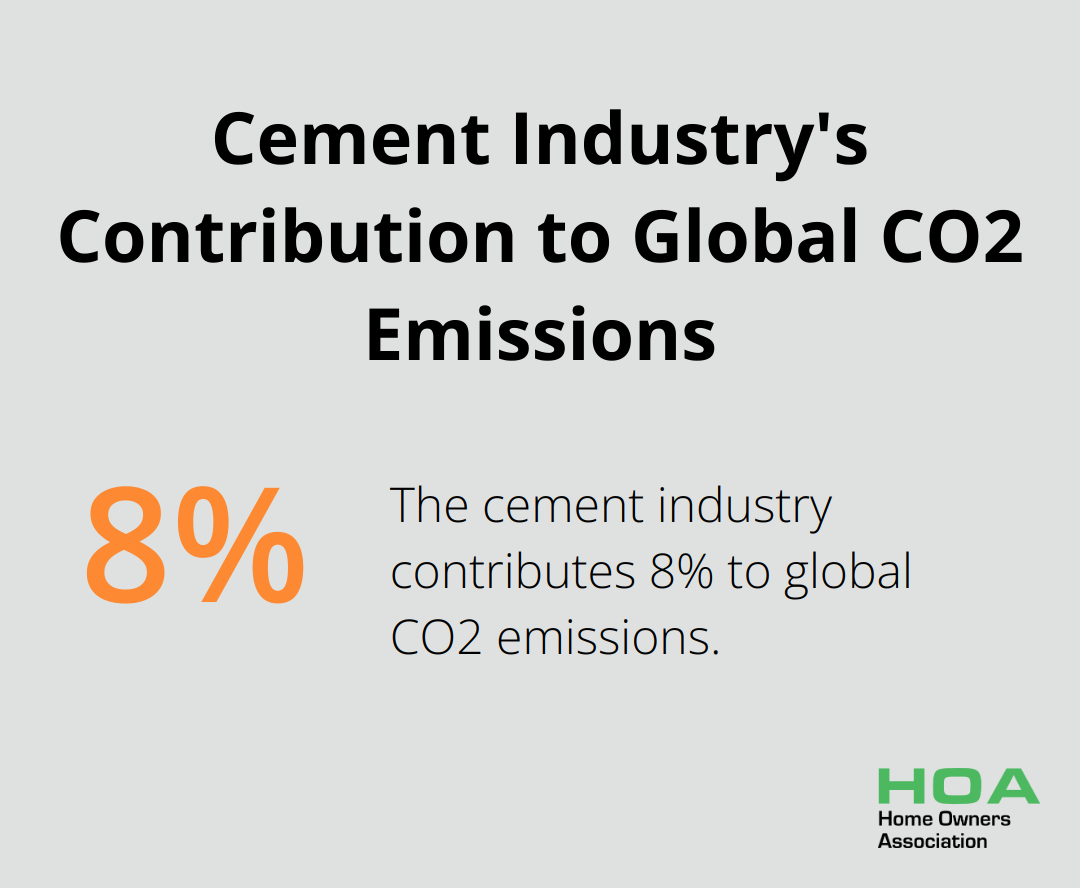 Pie chart showing that the cement industry contributes 8% to global CO2 emissions - reliable building materials