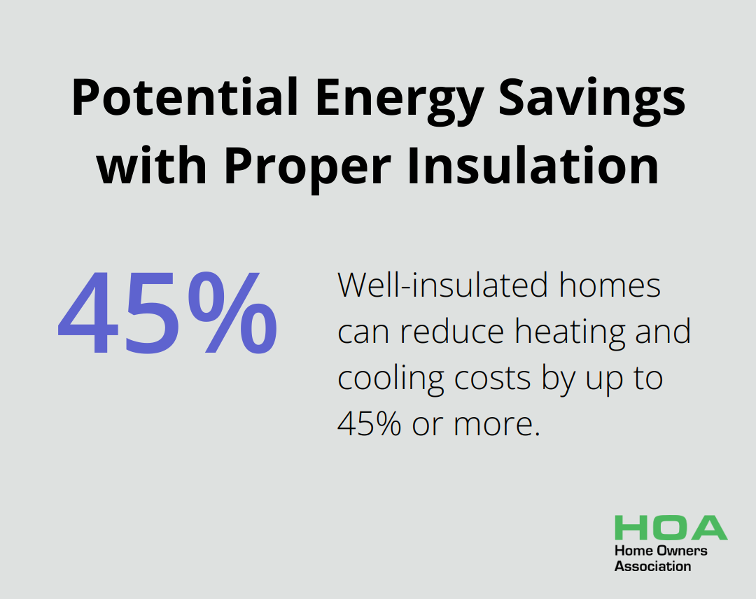 Chart showing potential 45% reduction in heating and cooling costs with proper home insulation - under floor insulation options