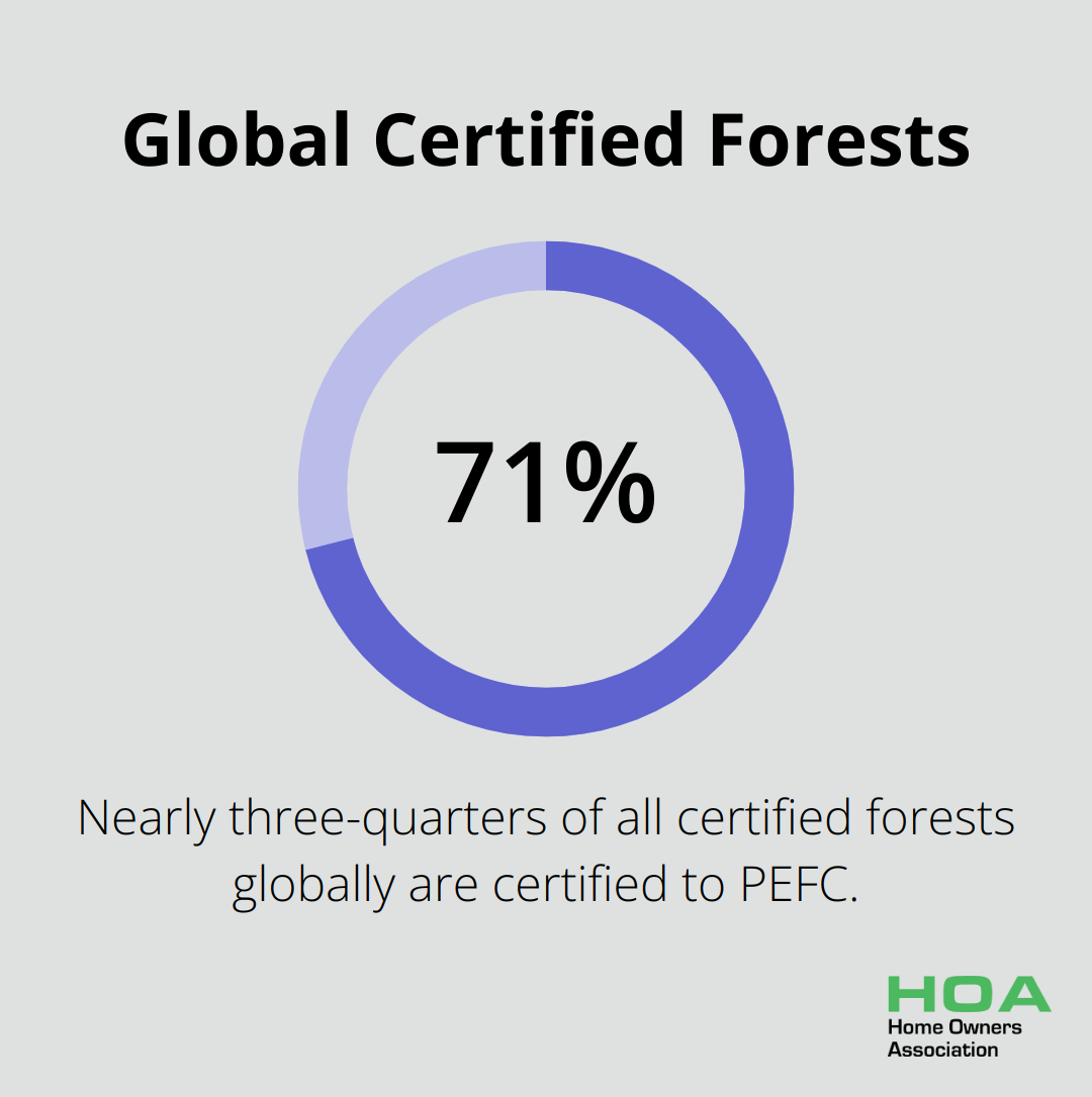 Percentage chart showing that 71% of all certified forests globally are certified to PEFC. - australian timber supplies