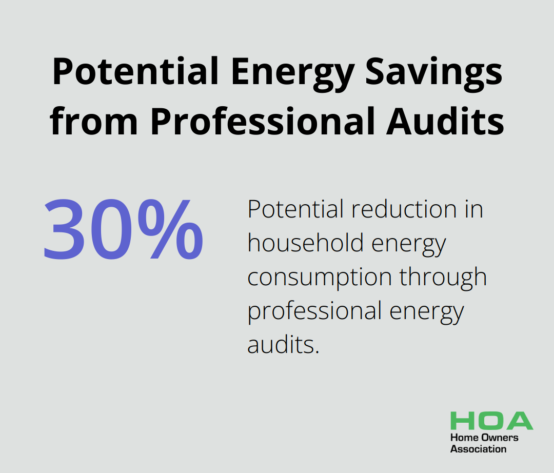 Pie chart showing potential 30% reduction in household energy consumption through professional energy audits