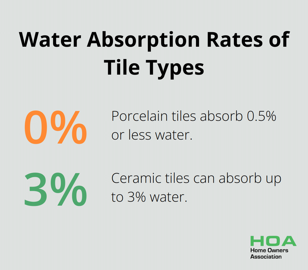 Comparison of water absorption rates for porcelain and ceramic tiles