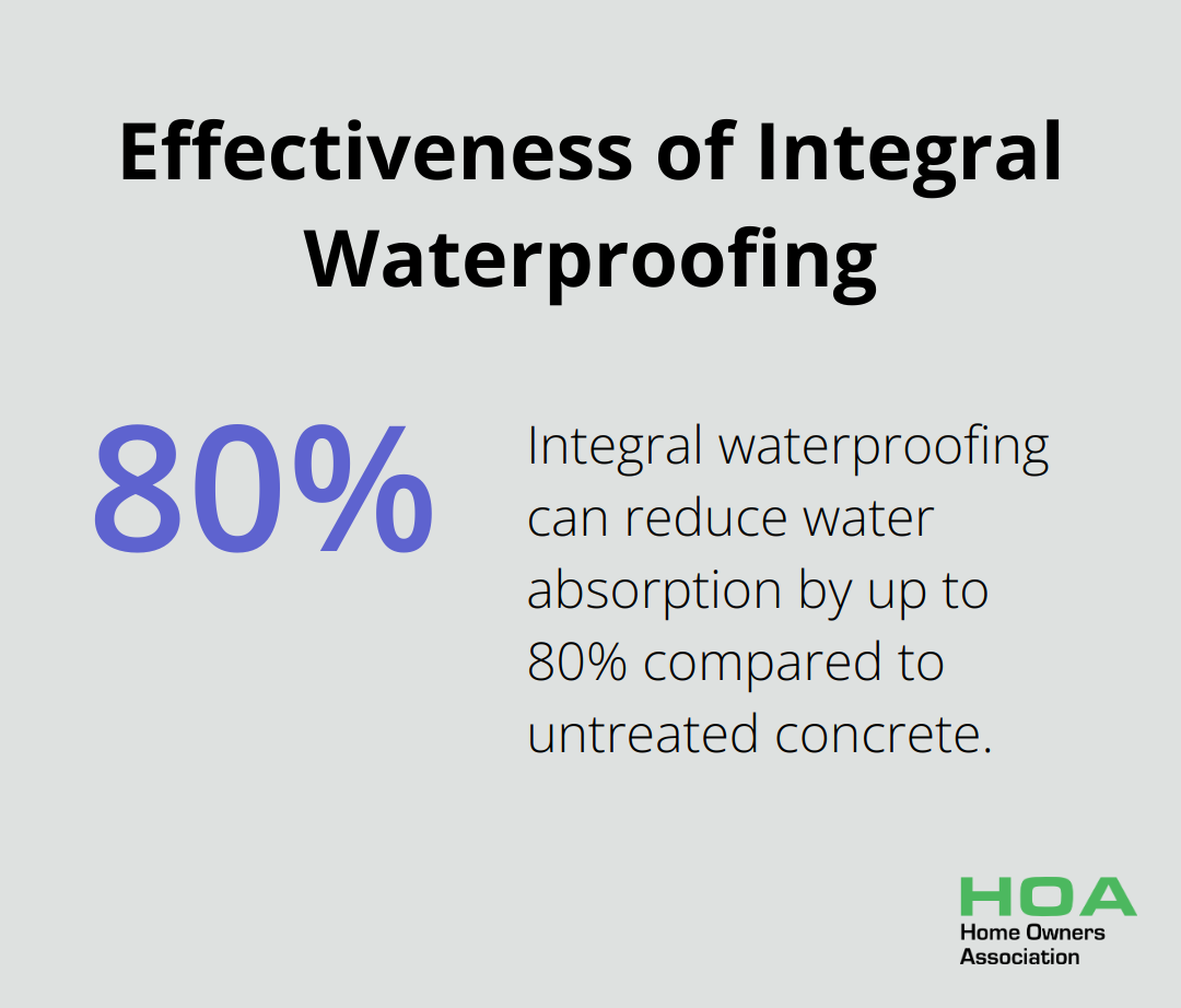 Percentage chart showing the reduction in water absorption with integral waterproofing - concrete seal waterproofing
