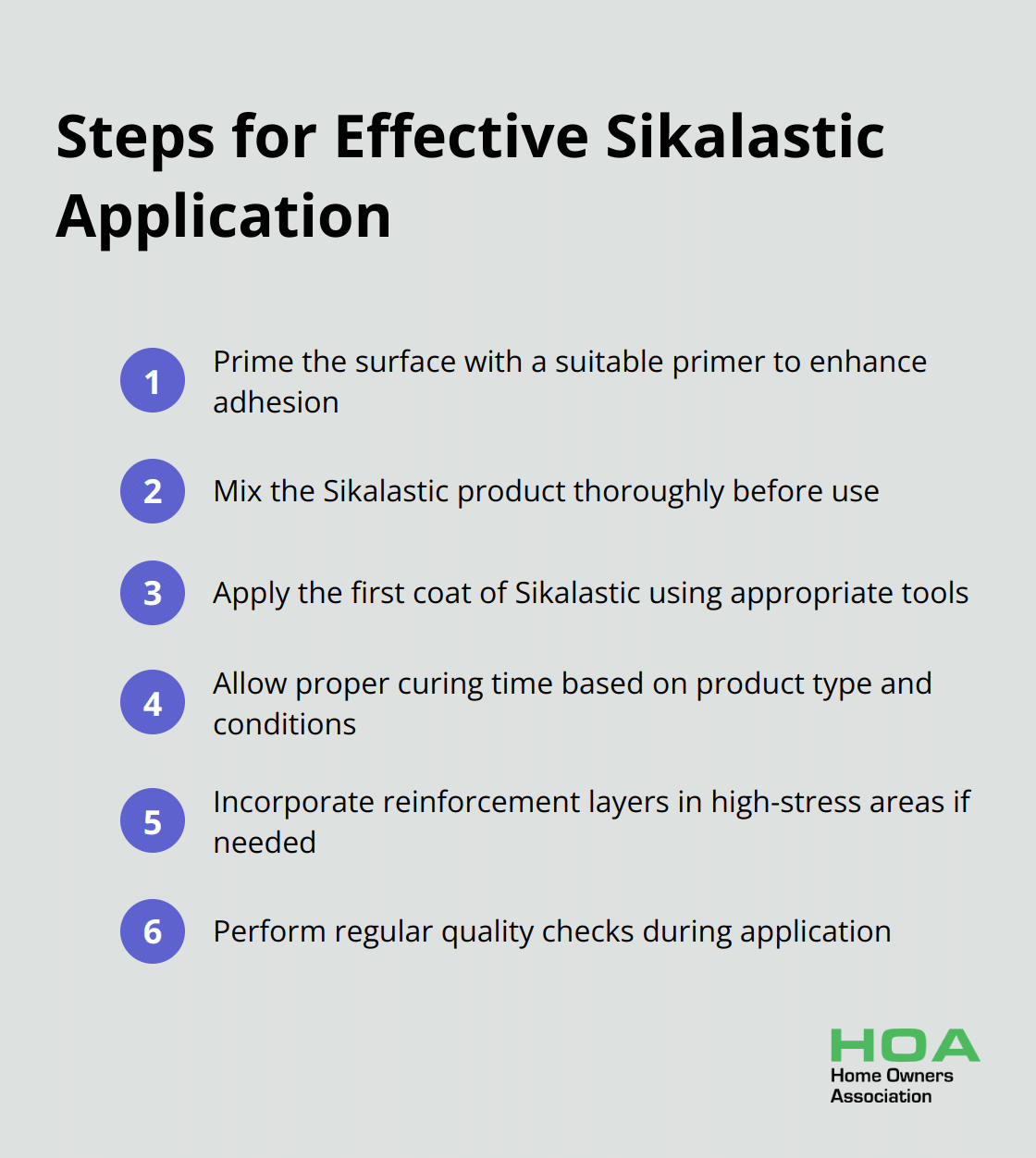 Ordered list of steps for applying Sikalastic effectively - sikalastic waterproofing