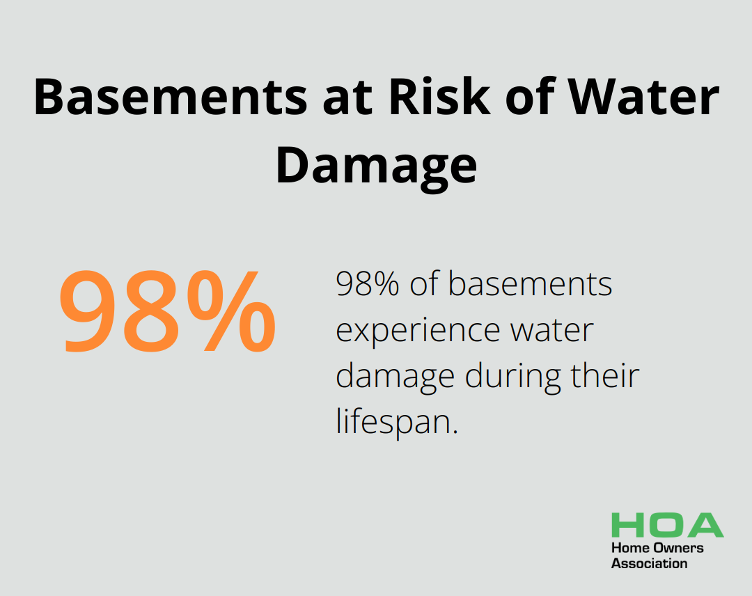 Infographic showing that 98% of basements experience water damage during their lifespan - waterproofing company