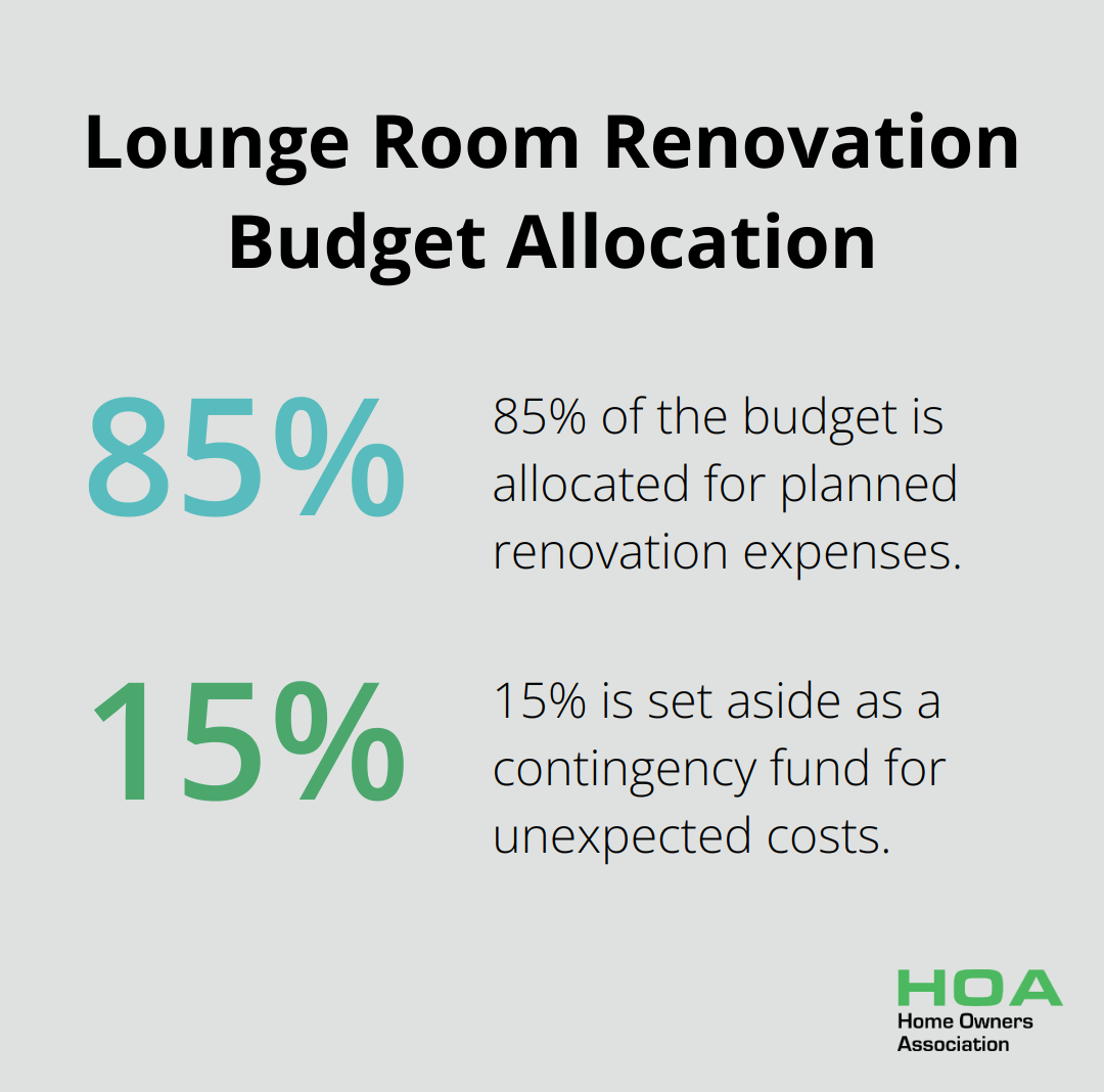 Pie chart showing 80-90% for planned expenses and 10-20% for contingency fund in lounge room renovation budget - lounge room renovation ideas