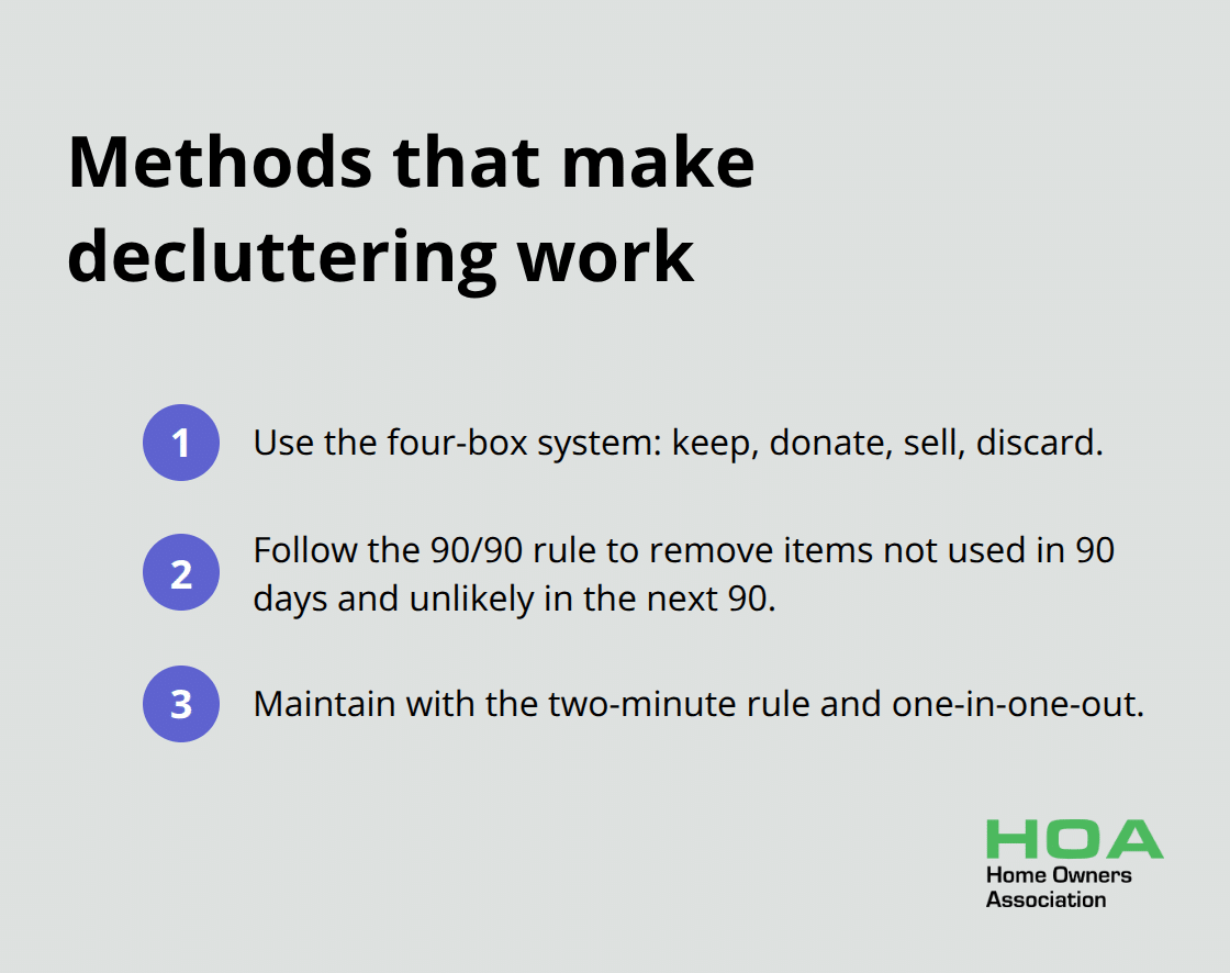 Compact list of core decluttering methods to apply at home - tips on how to declutter your home