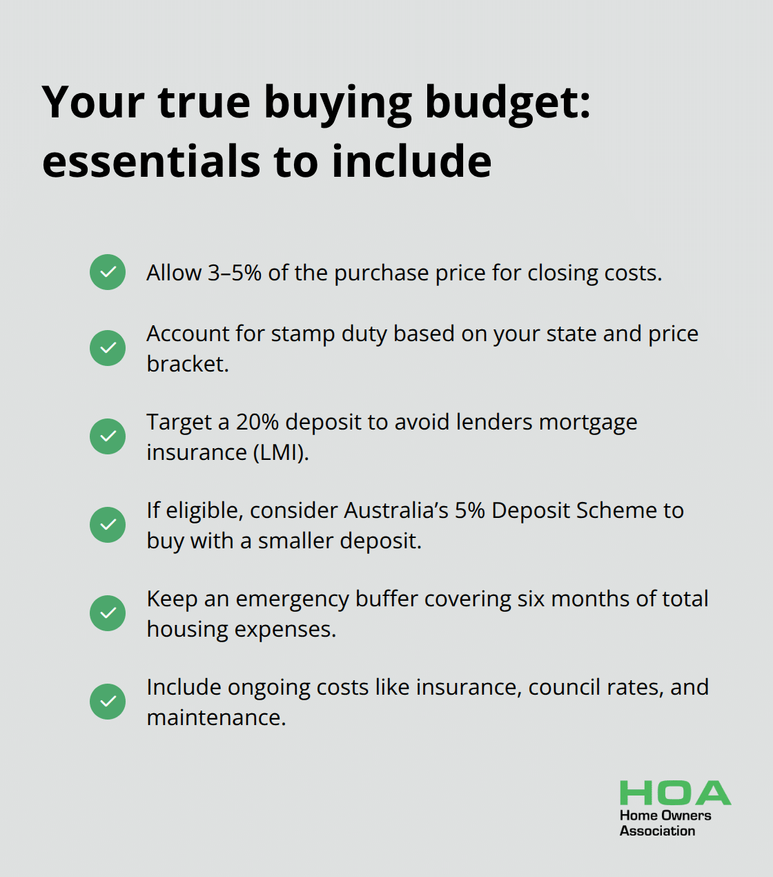Checklist of key homeownership costs first-time buyers in Australia should budget for - tips first time home buyer